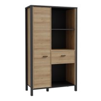 Harbor Wooden Shelving Unit Wide In Matt Black And Riviera Oak