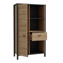 Harbor Wooden Shelving Unit Wide In Matt Black And Riviera Oak