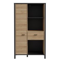 Harbor Wooden Shelving Unit Wide In Matt Black And Riviera Oak