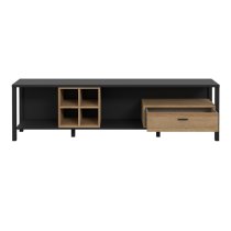 Harbor Wooden TV Stand Wide In Matt Black And Riviera Oak