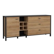 Harbor Sideboard Large 1 Door 3 Drawers In Black Riviera Oak