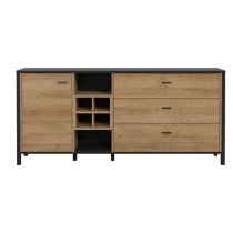 Harbor Sideboard Large 1 Door 3 Drawers In Black Riviera Oak