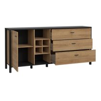 Harbor Sideboard Large 1 Door 3 Drawers In Black Riviera Oak