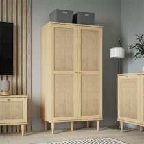 Cassis Wooden Wardrobe With 2 Doors In Light Oak Effect