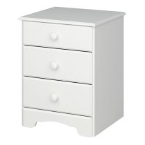 Naxos Wooden Bedside Cabinet 3 Drawers In White