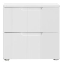 Salter High Gloss Bedside Cabinet 2 Drawers In White