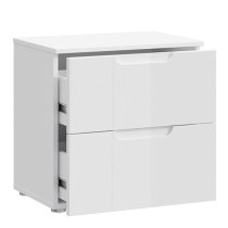 Salter High Gloss Bedside Cabinet 2 Drawers In White