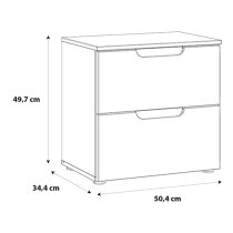 Salter High Gloss Bedside Cabinet 2 Drawers In White