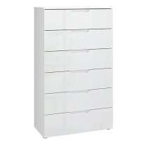 Salter High Gloss Chest Of 6 Drawers In White