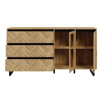 Narva Wooden Sideboard 2 Doors 3 Drawers In Spica Oak