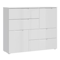 Salter High Gloss Sideboard Abstract 2 Doors 4 Drawers In White