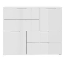 Salter High Gloss Sideboard Abstract 2 Doors 4 Drawers In White