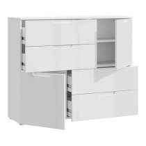 Salter High Gloss Sideboard Abstract 2 Doors 4 Drawers In White