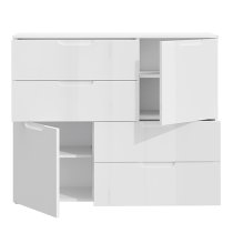 Salter High Gloss Sideboard Abstract 2 Doors 4 Drawers In White