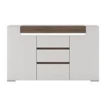 Tartu White High Gloss Sideboard 2 Doors 3 Drawers With LED