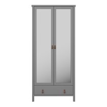 Tavira Mirrored Wardrobe With 2 Doors In Folkestone Grey