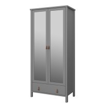 Tavira Mirrored Wardrobe With 2 Doors In Folkestone Grey