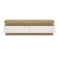 Lyco High Gloss TV Stand 2 Drawers In Oak And White With LED