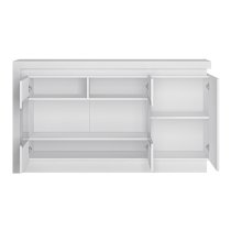 Lyco High Gloss Sideboard Glazed 3 Doors In White With LED