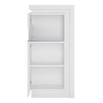 Lyco High Gloss Narrow Display Cabinet Left In White With LED