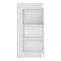 Lyco High Gloss Narrow Display Cabinet Right In White With LED