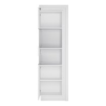 Lyco High Gloss Tall Display Cabinet Left In White With LED