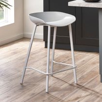 Reims Plastic Bar Stool In Grey With Metal Legs