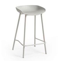 Reims Plastic Bar Stool In Grey With Metal Legs