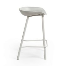 Reims Plastic Bar Stool In Grey With Metal Legs