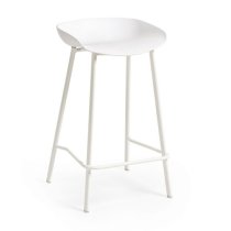 Reims Plastic Bar Stool In White With Metal Legs