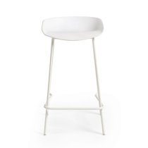 Reims Plastic Bar Stool In White With Metal Legs