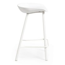 Reims Plastic Bar Stool In White With Metal Legs