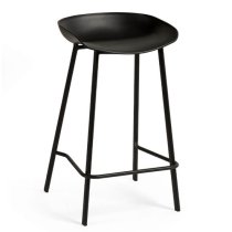 Reims Black Plastic Bar Stool With Metal Legs In Pair