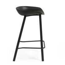 Reims Black Plastic Bar Stool With Metal Legs In Pair