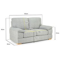 Berla Fabric 2 Seater Sofa With Wooden Legs In Slate