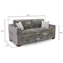 Accra Velvet 3 Seater Sofa With Solid Wood Frame In Grey