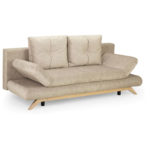 Alaro Plush Velvet 3 Seater Sofabed In Mocha