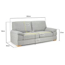 Berla Fabric 3 Seater Sofa With Wooden Legs In Slate