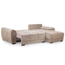 Ambon Plush Velvet Corner Sofabed Universal In Mocha