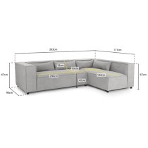 Beilla Polyster Fabric Corner Sofa Universal In Grey