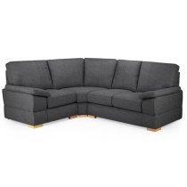 Berla Fabric Corner Sofa Left Hand With Wooden Legs In Slate