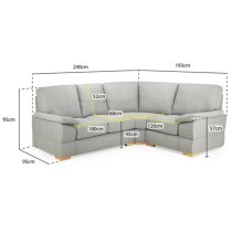 Berla Fabric Corner Sofa Right Hand With Wooden Legs In Silver