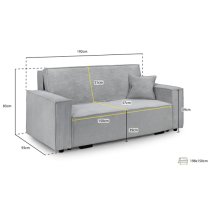 Cadiz Fabric 3 Seater Sofa Bed In Grey