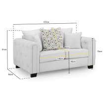 Grazed Fabric 2 Seater Sofa In Light Grey