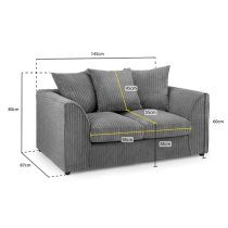 Hyeres Fabric 2 Seater Sofa In Grey