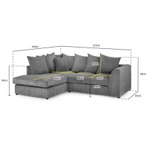 Hyeres Fabric Corner Sofa Left Hand In Grey