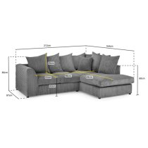 Hyeres Fabric Corner Sofa Right Hand In Grey