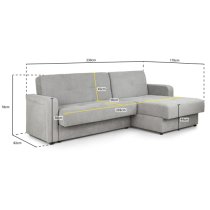 Kira Fabric Sofa Bed Corner In Grey