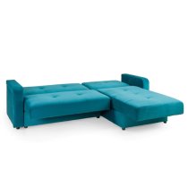 Kira Plush Velvet Sofa Bed Corner In Teal