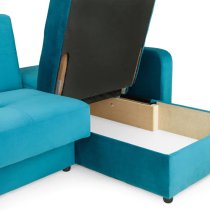 Kira Plush Velvet Sofa Bed Corner In Teal